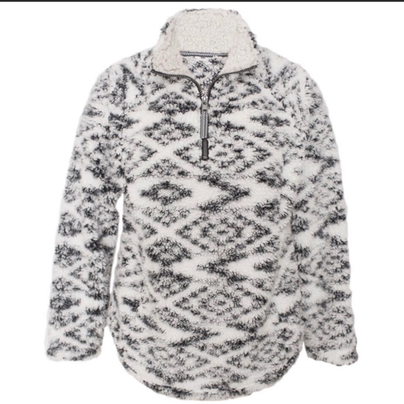 Sweaters - Sherpa Pullover Charcoal Print in Women's - NWT